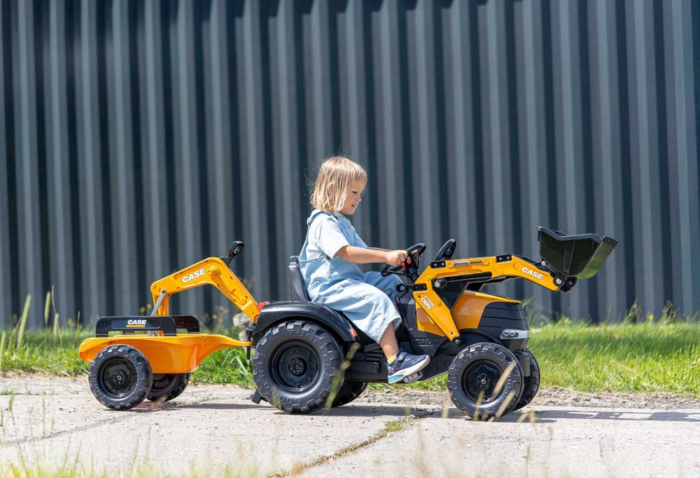 OGROMNY FALK Traktor Koparka na pedały dla dzieci 997Y przyczepa CASE