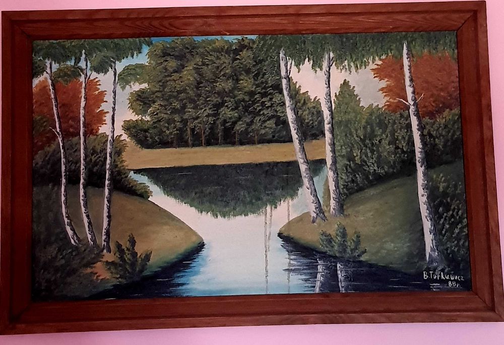 Duży piękny obraz ręcznie malowany