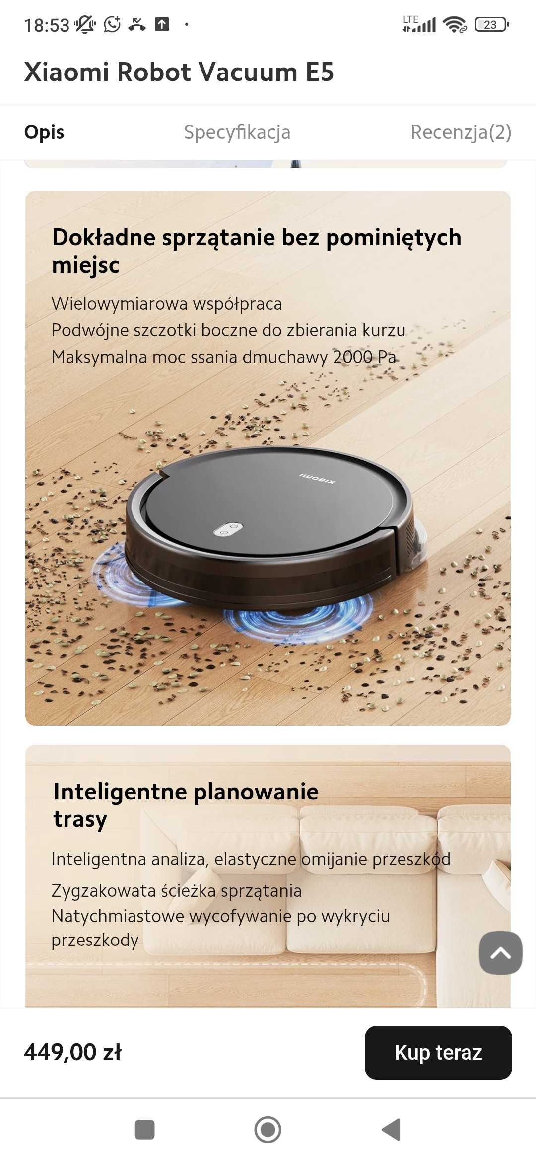 Odkurzacz robot Xiaomi E5 NOWY OKAZJA