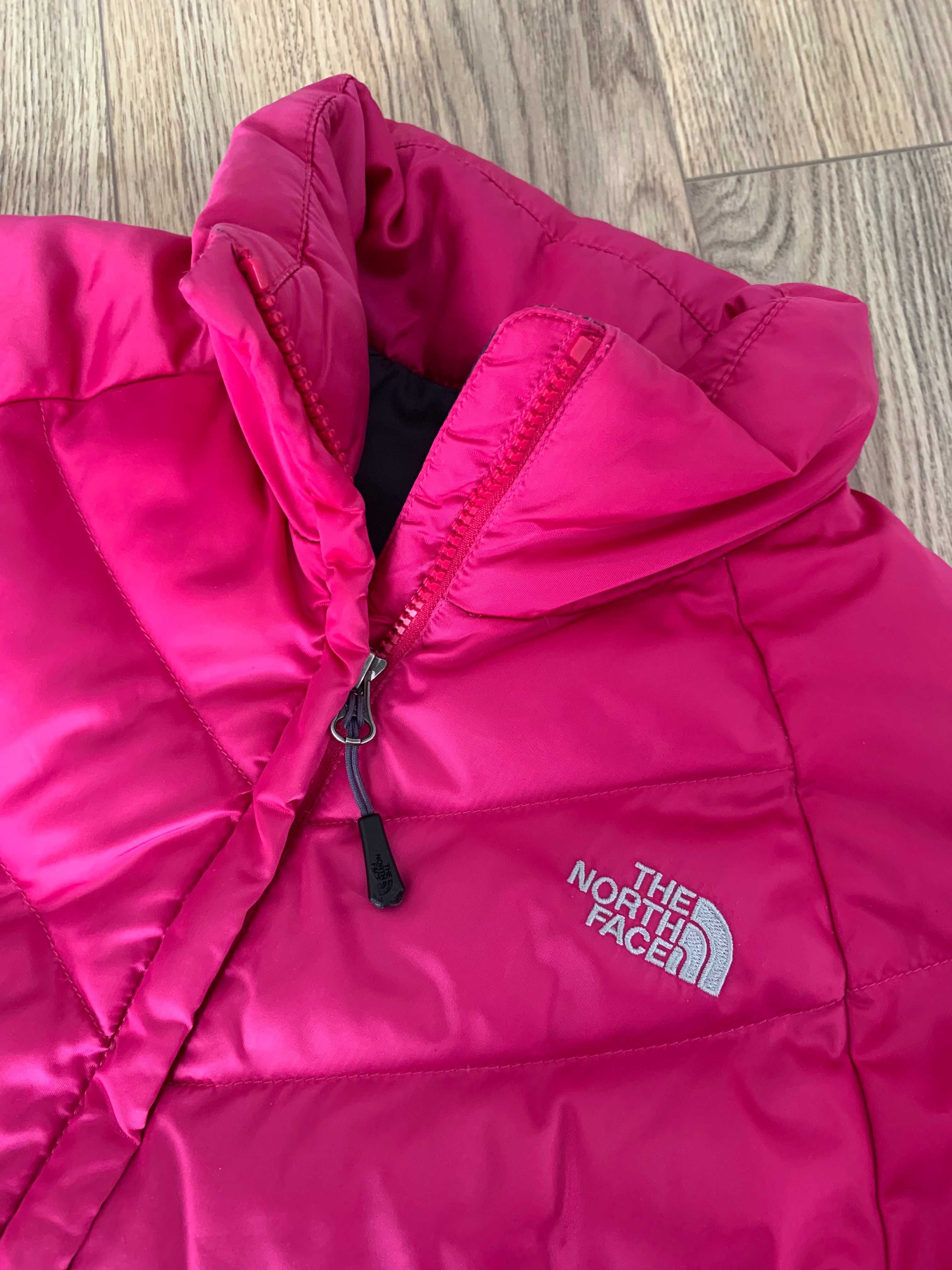 Różowa neonowa pikowana kurtka puchowa The North Face S