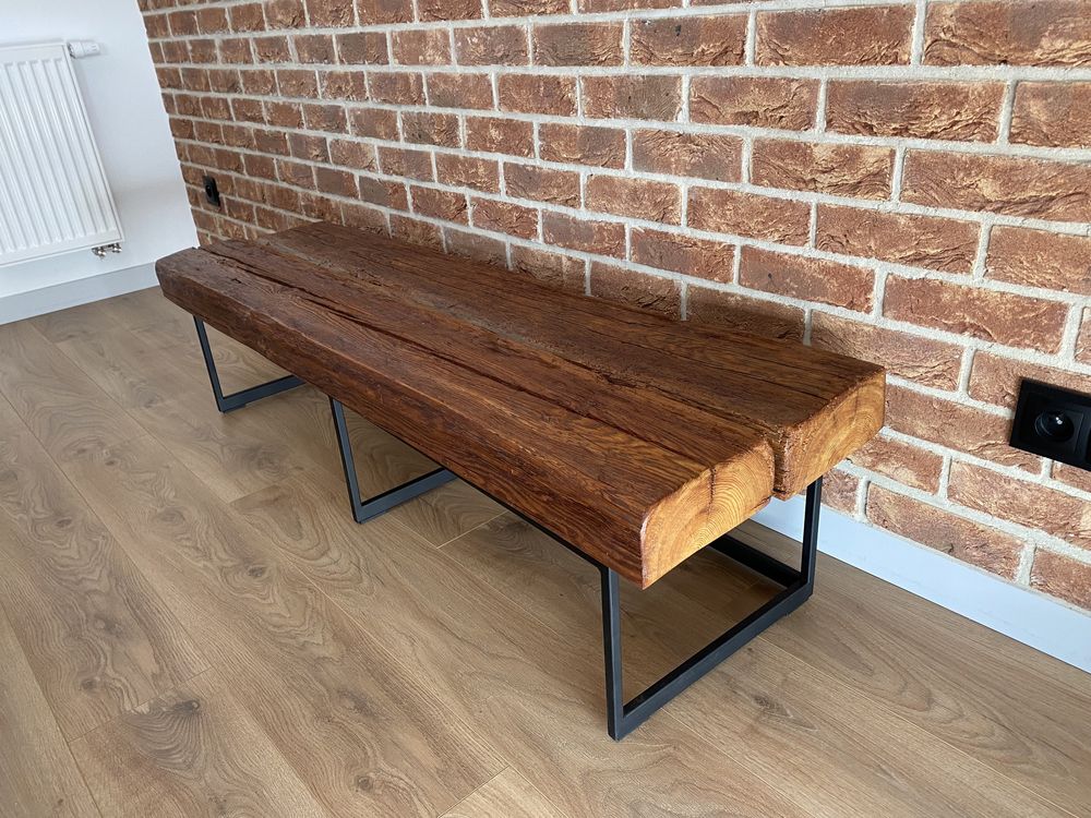 Stolik vintage RTV z litego drewna loft industrialny.