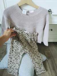 Zara 86cm sweterek + spodnie porządne komplet ciepłe dla dziewczynki