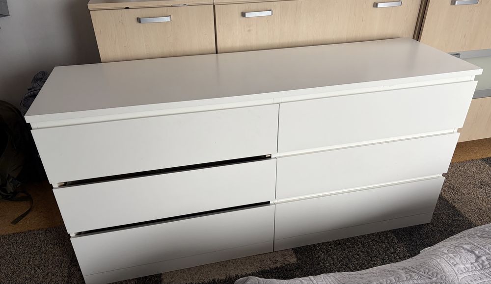 Komoda Malm biała 160x78 6 szulad