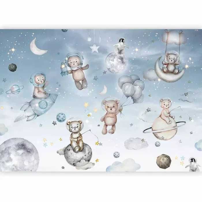 Fototapeta premium (Bimago) MISIE I PINGWINY W KOSMOSIE 450x315 cm