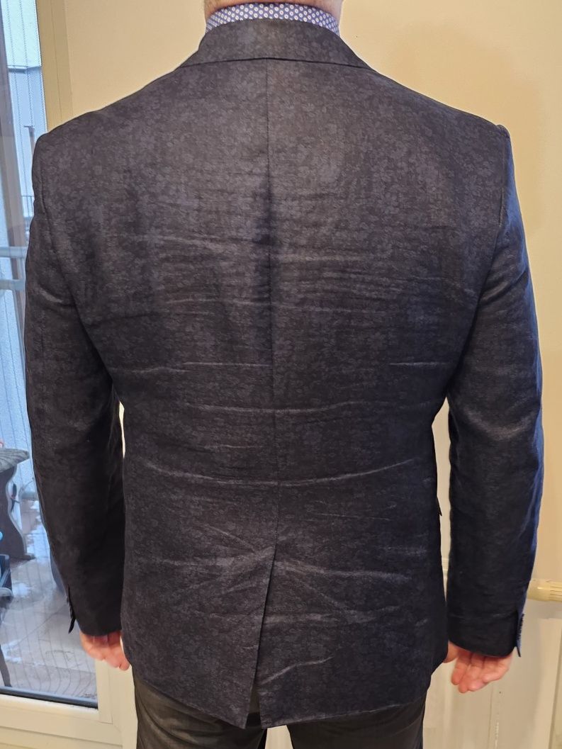 Marynarka granatowa kwiaty WE 50 slim fit