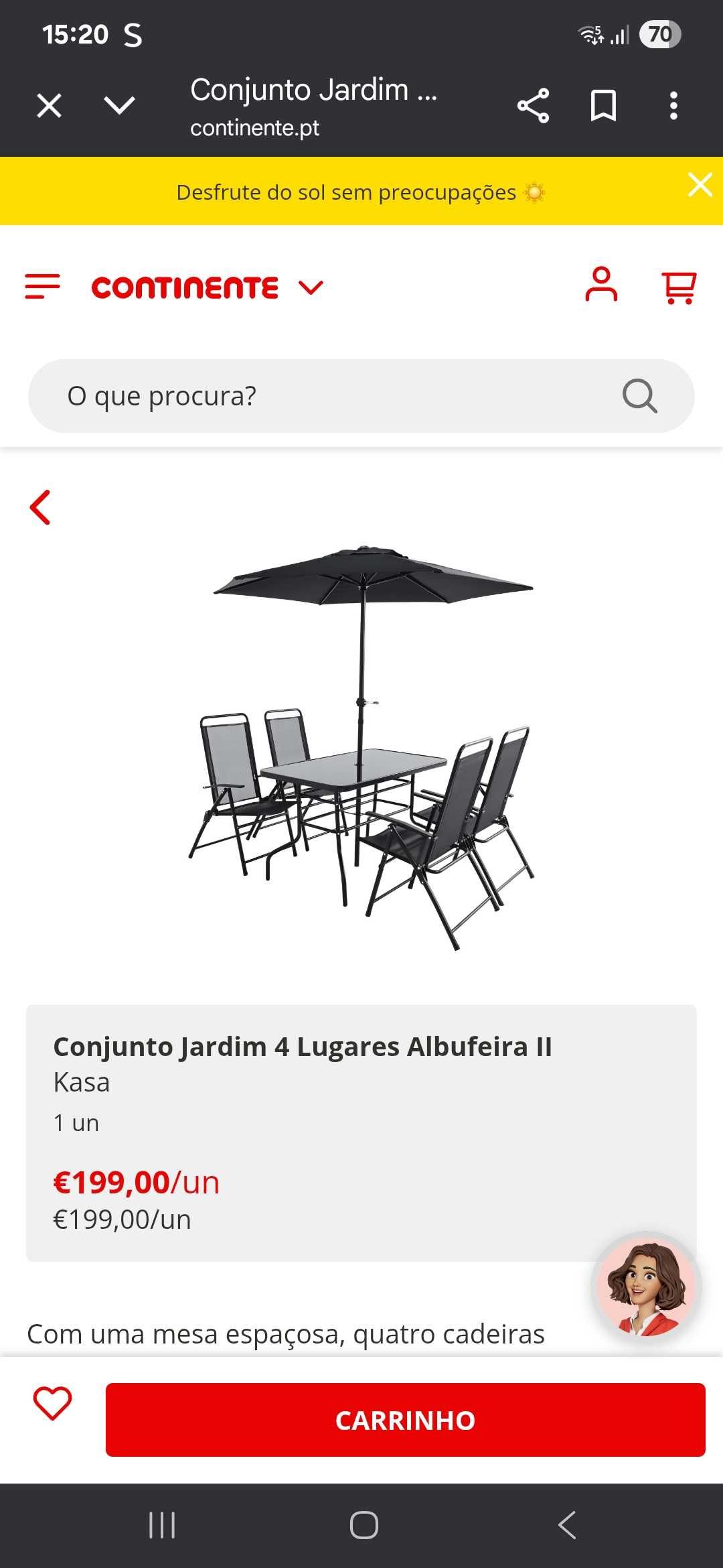 Mesa com 4 cadeiras é guarda sol