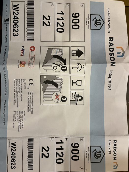 Grzejnik v22 nowy z demontażu po odbiorze mieszkania.