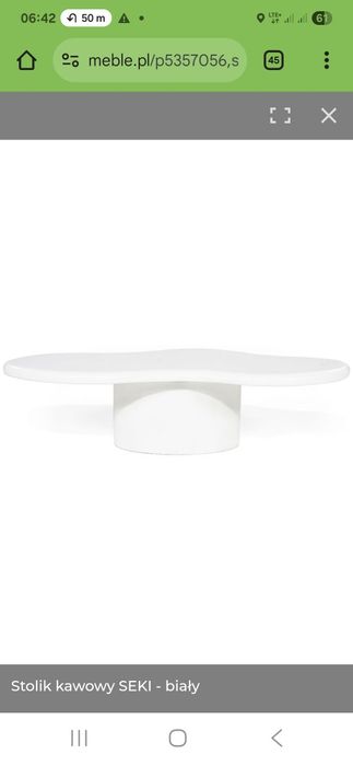 Stolik kawowy SEKI biały dł.121cm szer.51,5cm wys.32cm włókno szklane