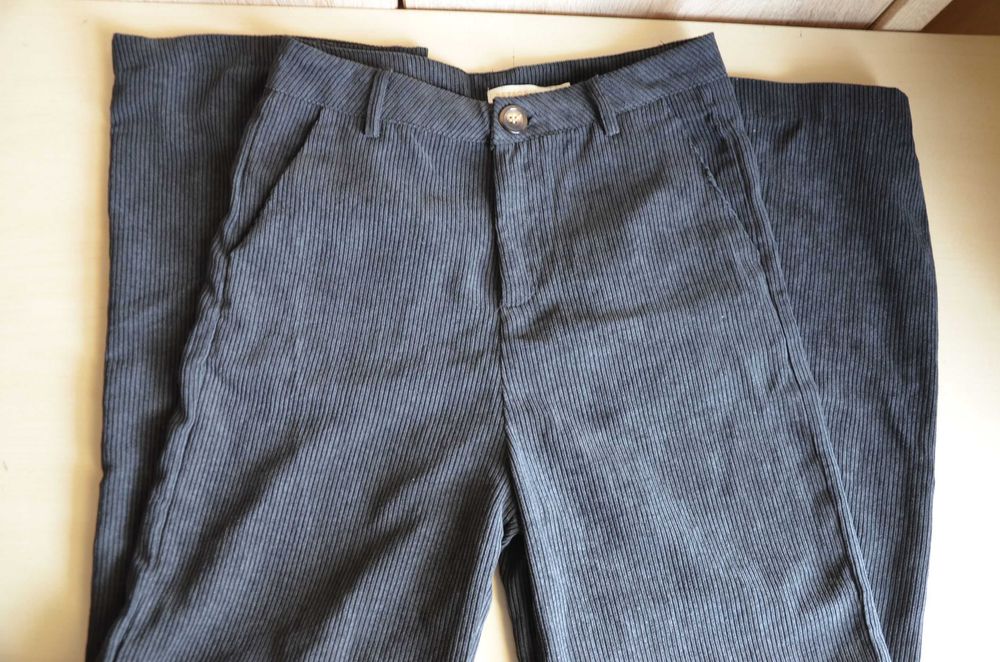 Spodnie sztruksowe szerokie kuloty długie wysoki stan M S 38 36