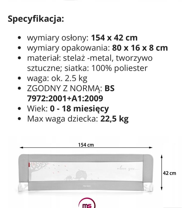 Barierka zabezpieczajaca do łóżka