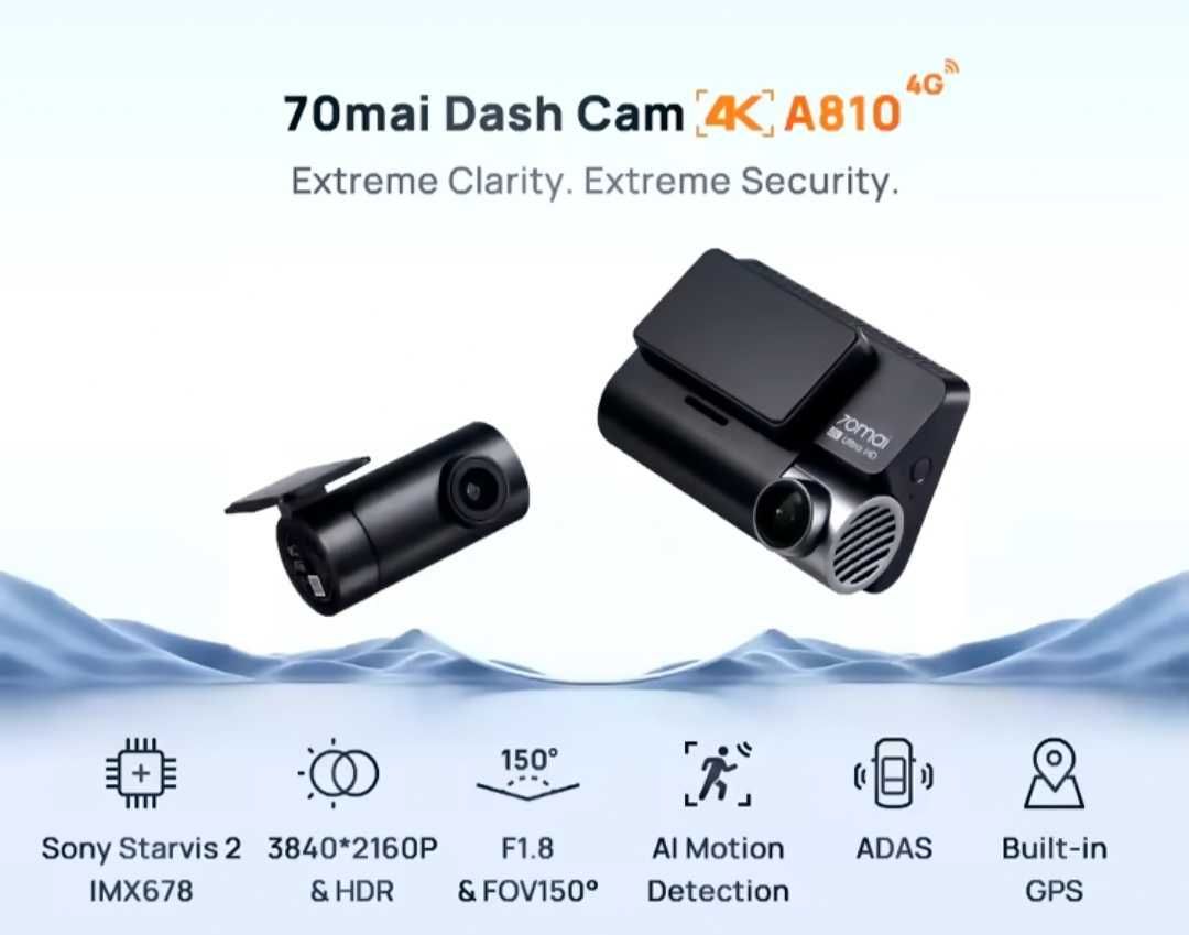 Автомобільний відеореєстратор 70MAI 4k Dash Cam A810 + RC12 + UP-03