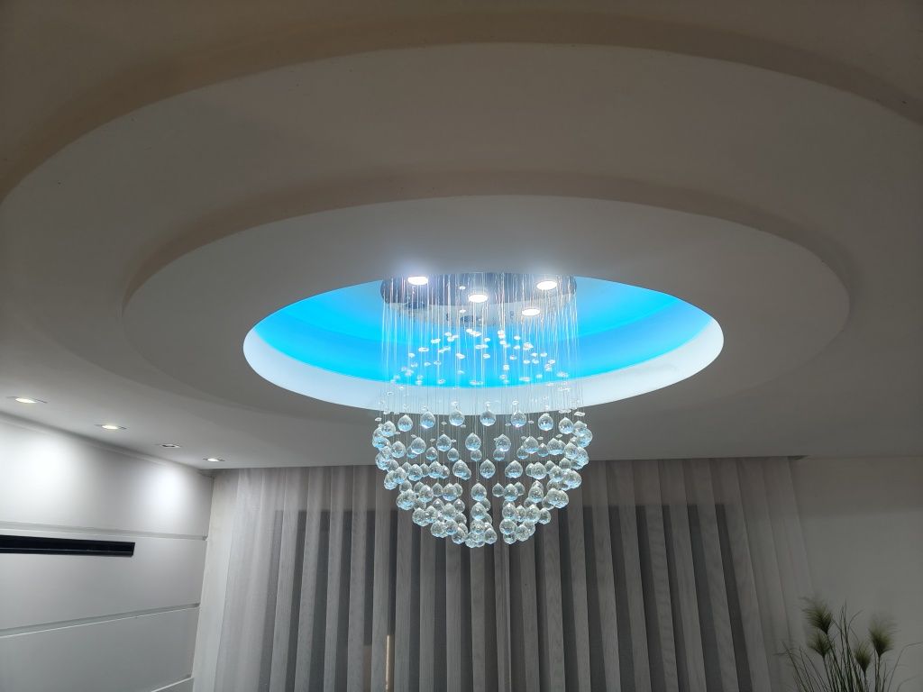 Lampa Kryształowa XXL Moler 50 100 cm Kula Ball Chrom Żyrandol Okrągły