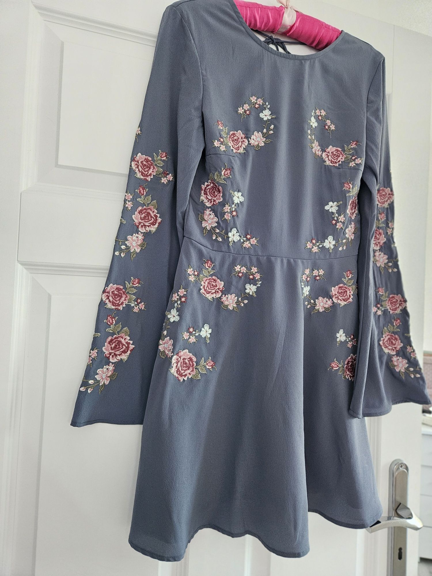 Sukienka boho haft unikat folk floral print H&M r. 36 nowa