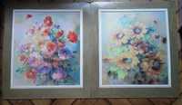 dwa obrazki przedstawiające  bukiet kwiatów