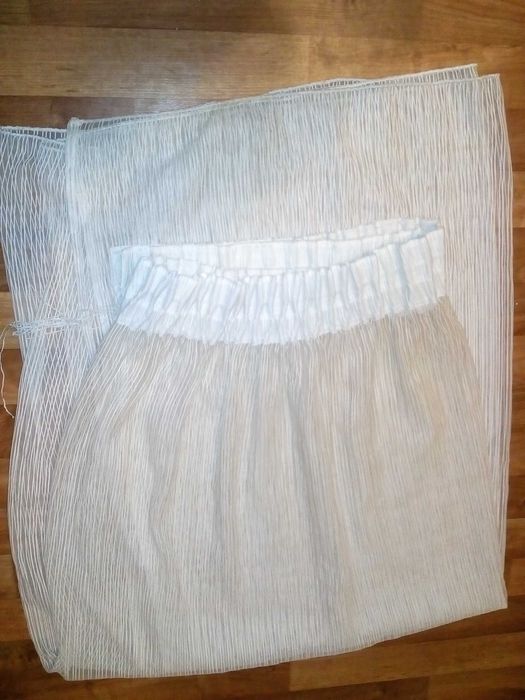 тюль б/у белого цвета в полоску 200*158 см