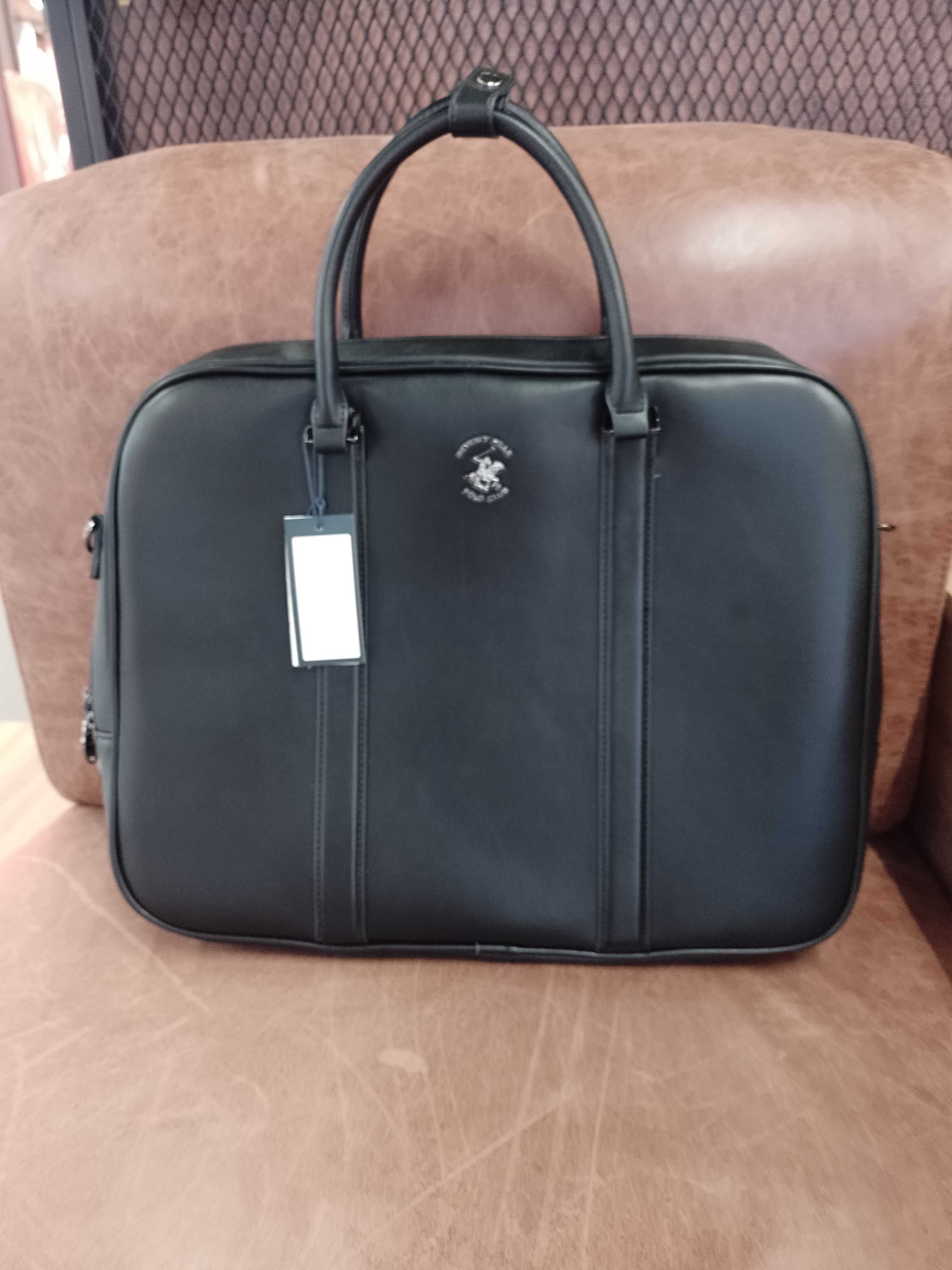 Beverly Hills Polo Club/ Czarna teczka/ torba na laptopa, NOWA