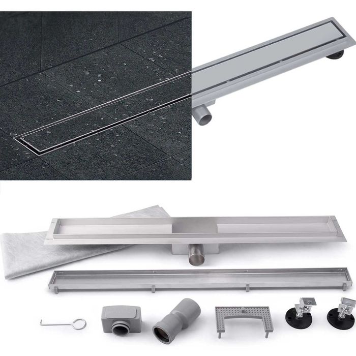 ODPŁYW LINIOWY NISKI Pod Płytkę Komplet Zestaw 70 cm 52 mm