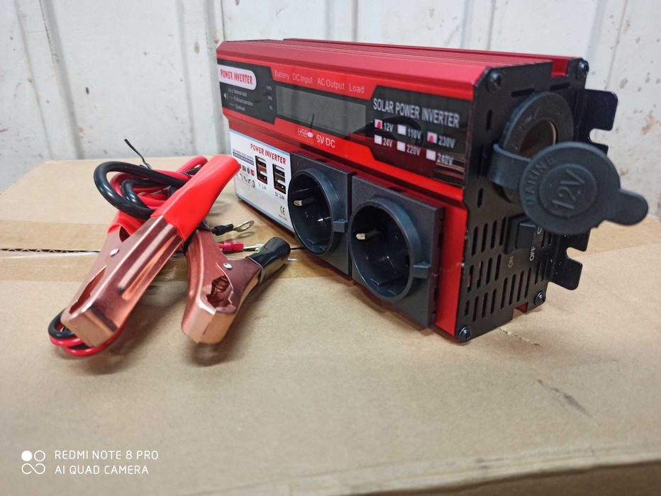 Przetwornica napięcia 12v 230v 4000W nowa sinus, podwójny wyświetlacz