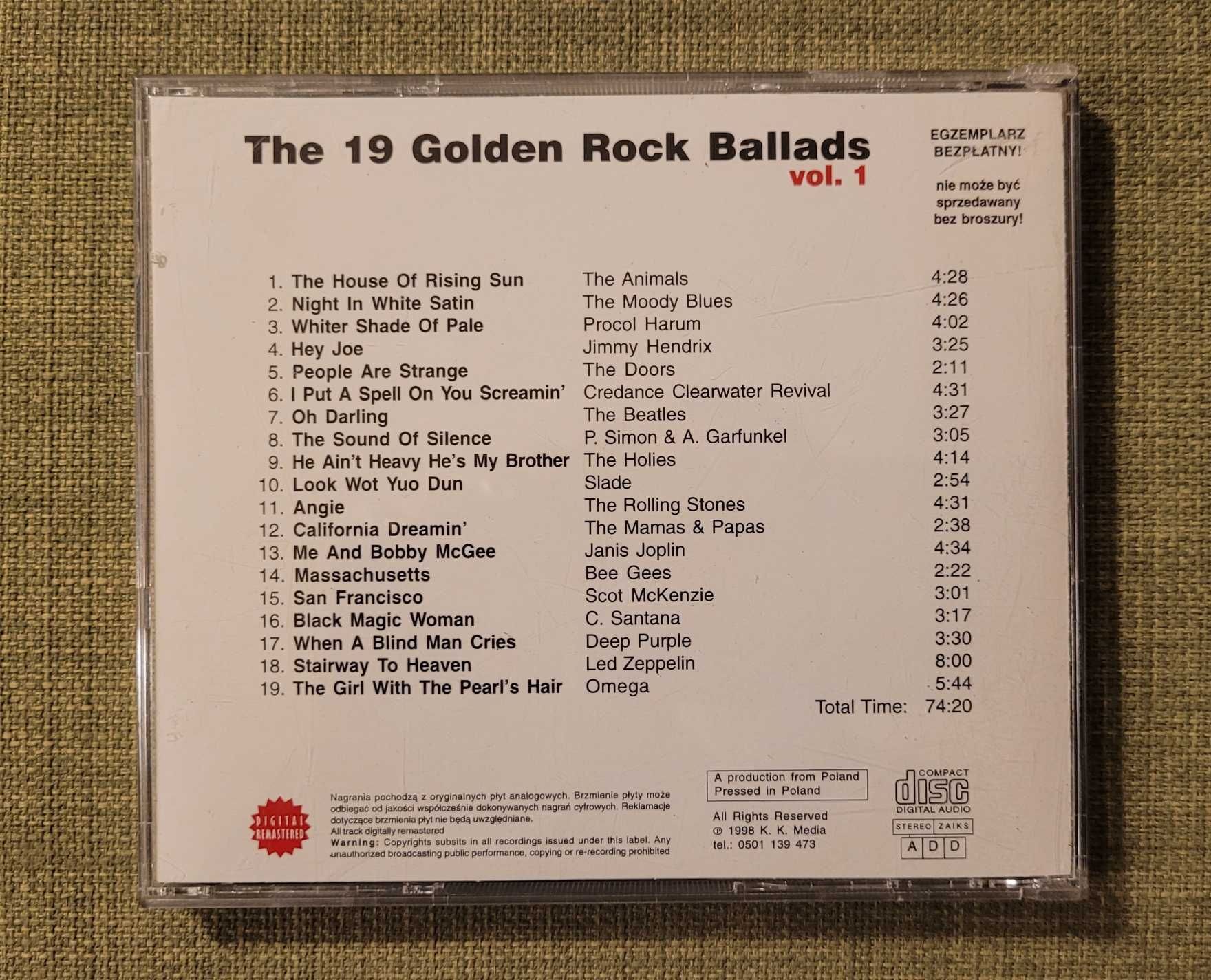 CD - The 19 Golden Rock Ballads, vol.1