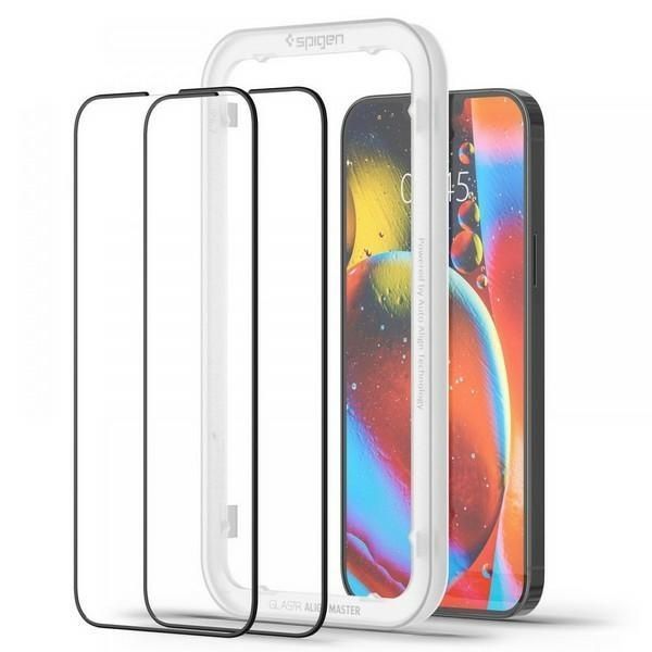 Szkło Hartowane Spigen Alm Glass Fc do iPhone 13/13 Pro - Czarna Ramka