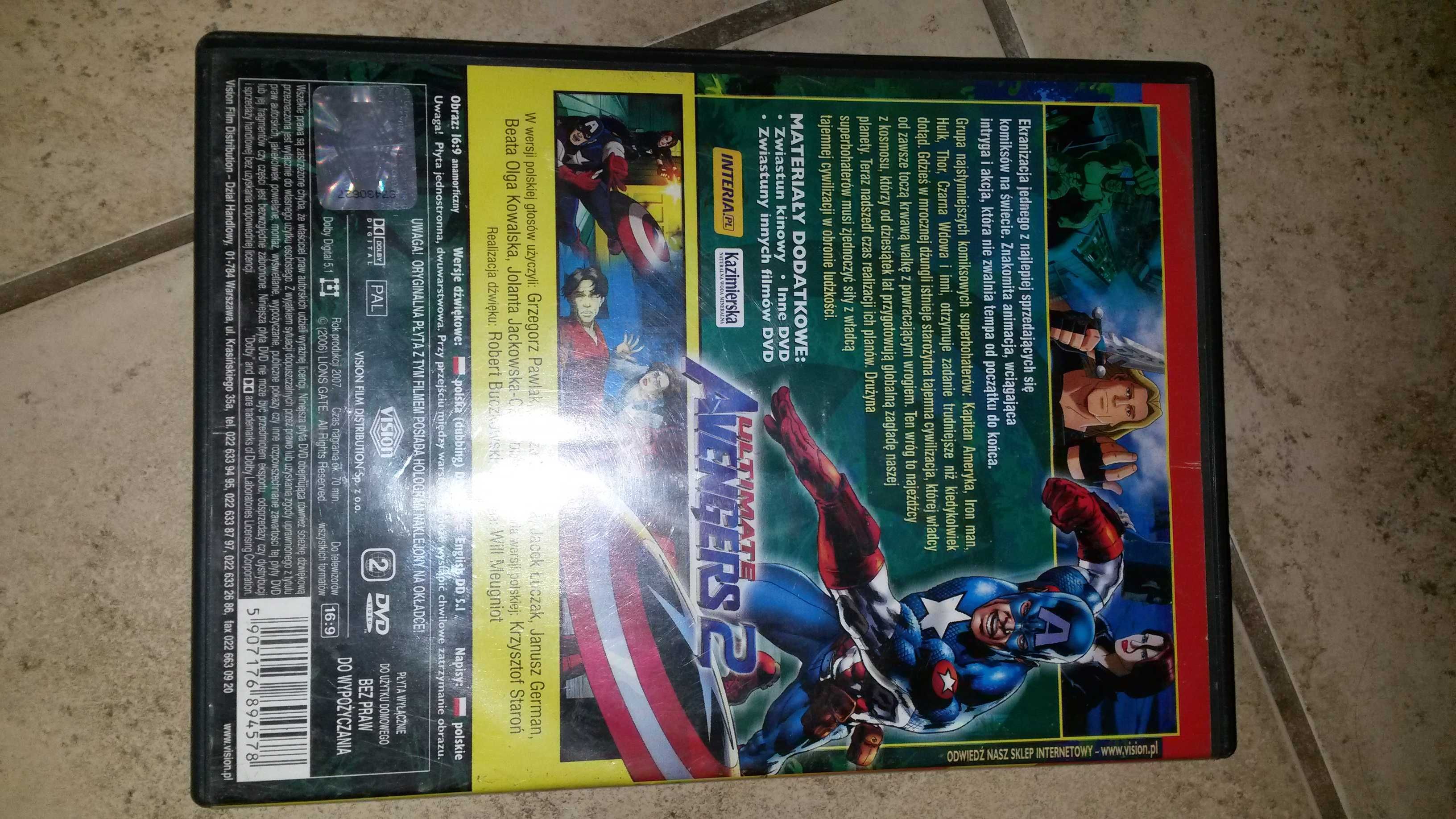 Bajka DVD klasyk retro Marvel 2006 Ostateczni mściciele Hulk Thor Kapi