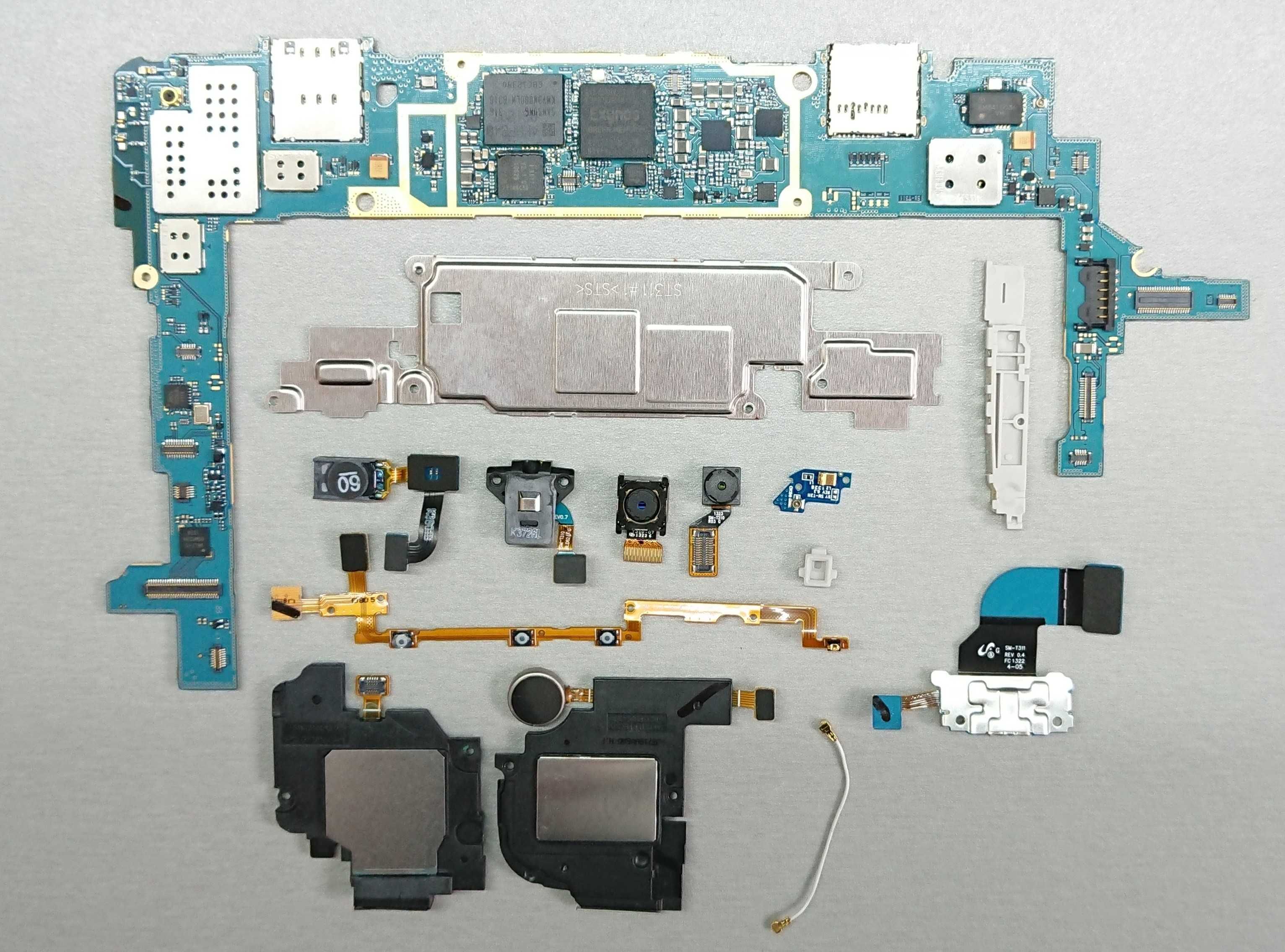 Samsung T311. Шлейф, Камера, Кнопка, Динамик, USB,  Дисплей