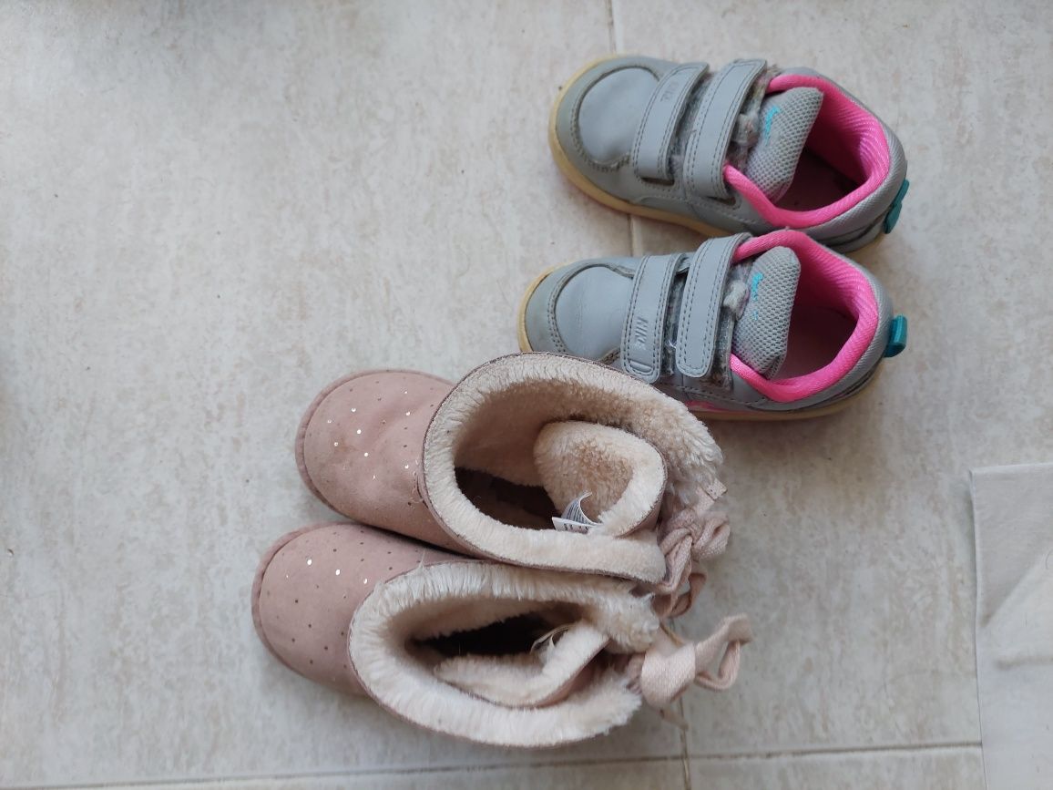 Ténis Nike e botas zippy menina T. 22 e 23