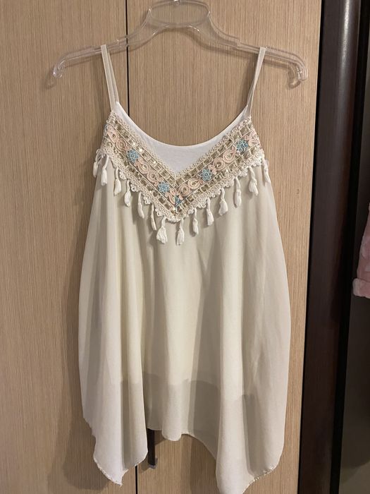 Beżowa bluzka boho 36 s 38 m