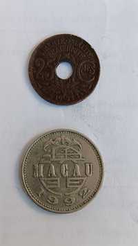 Moedas. França e Macau