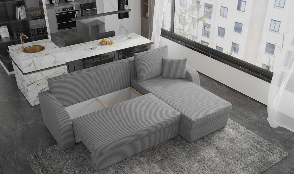 NAROŻNIK z funkcją spania nowoczesny COSMO rozkładany ROGÓWKA pojemnik