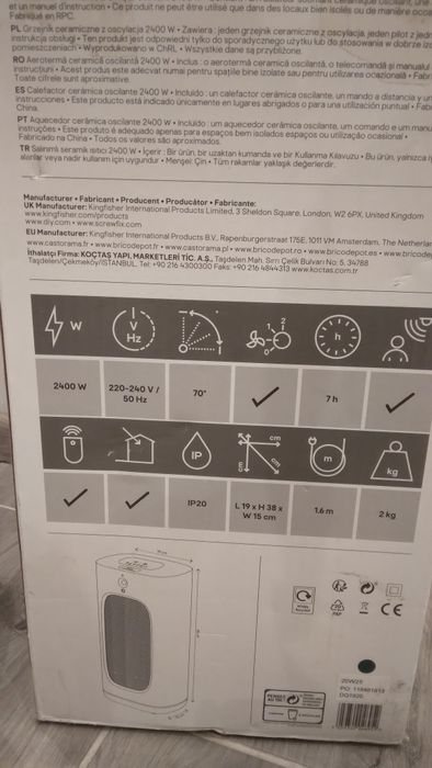 Termowentylator z oscylacją 2400W Good Home Kelso farelka elektryczna