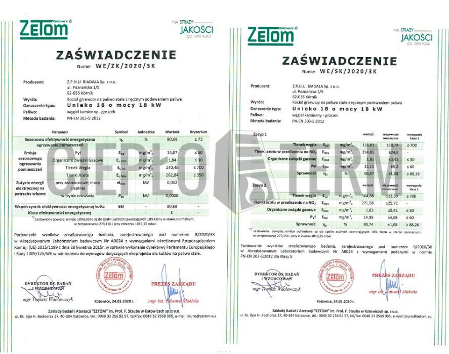 Kotły węglowe UNIEKO 18kW piec, kocioł 5 KLASA ECODESIGN