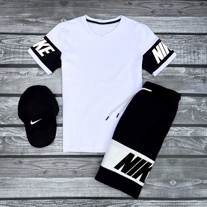 Літній спортивний костюм Nike футболка + шорти Найк кепка