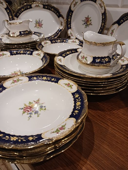 Kobalt kwiaty 12 osob obiad Maria Louise