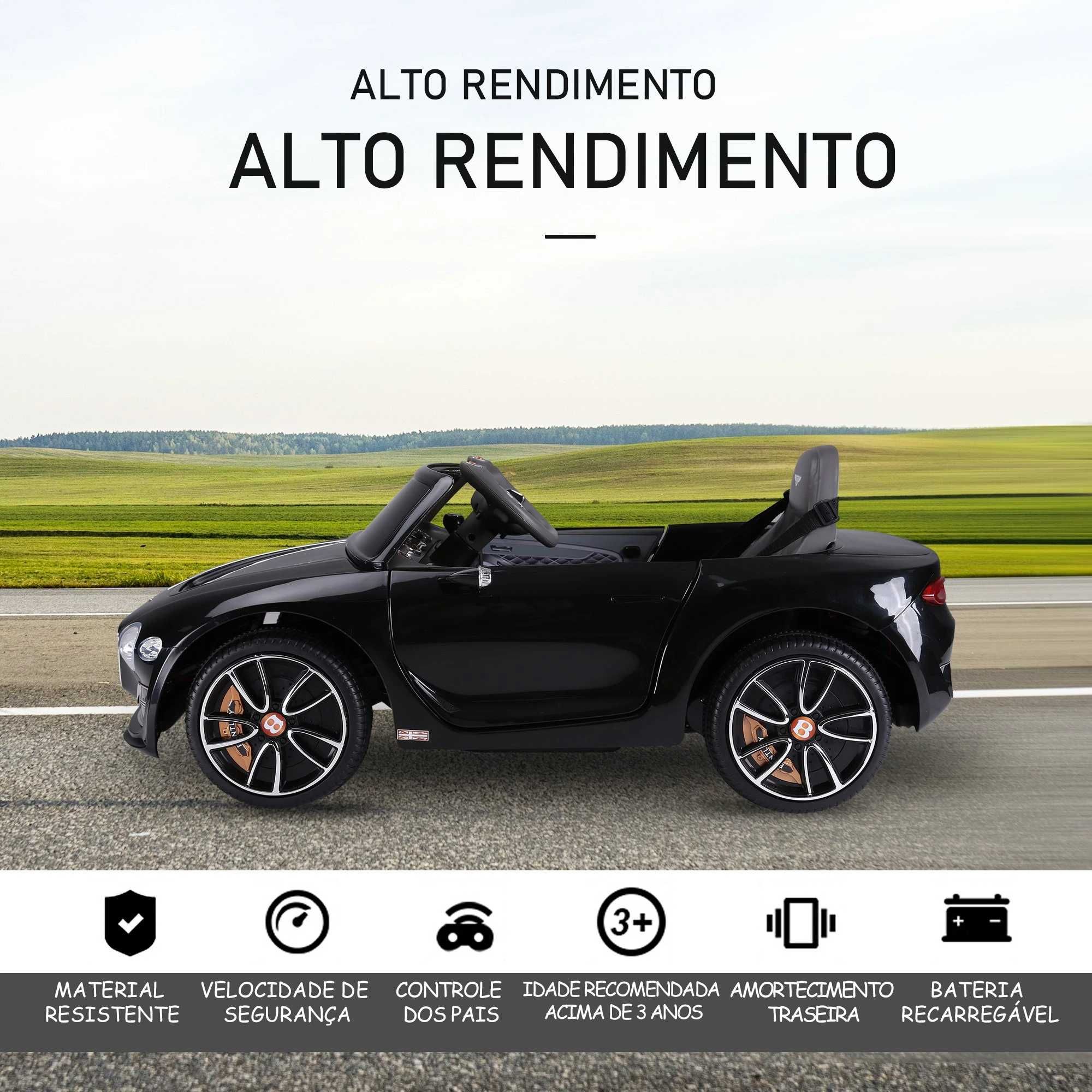 Bentley GT Preto elétrico para crianças 3--5 anos com controlo remoto