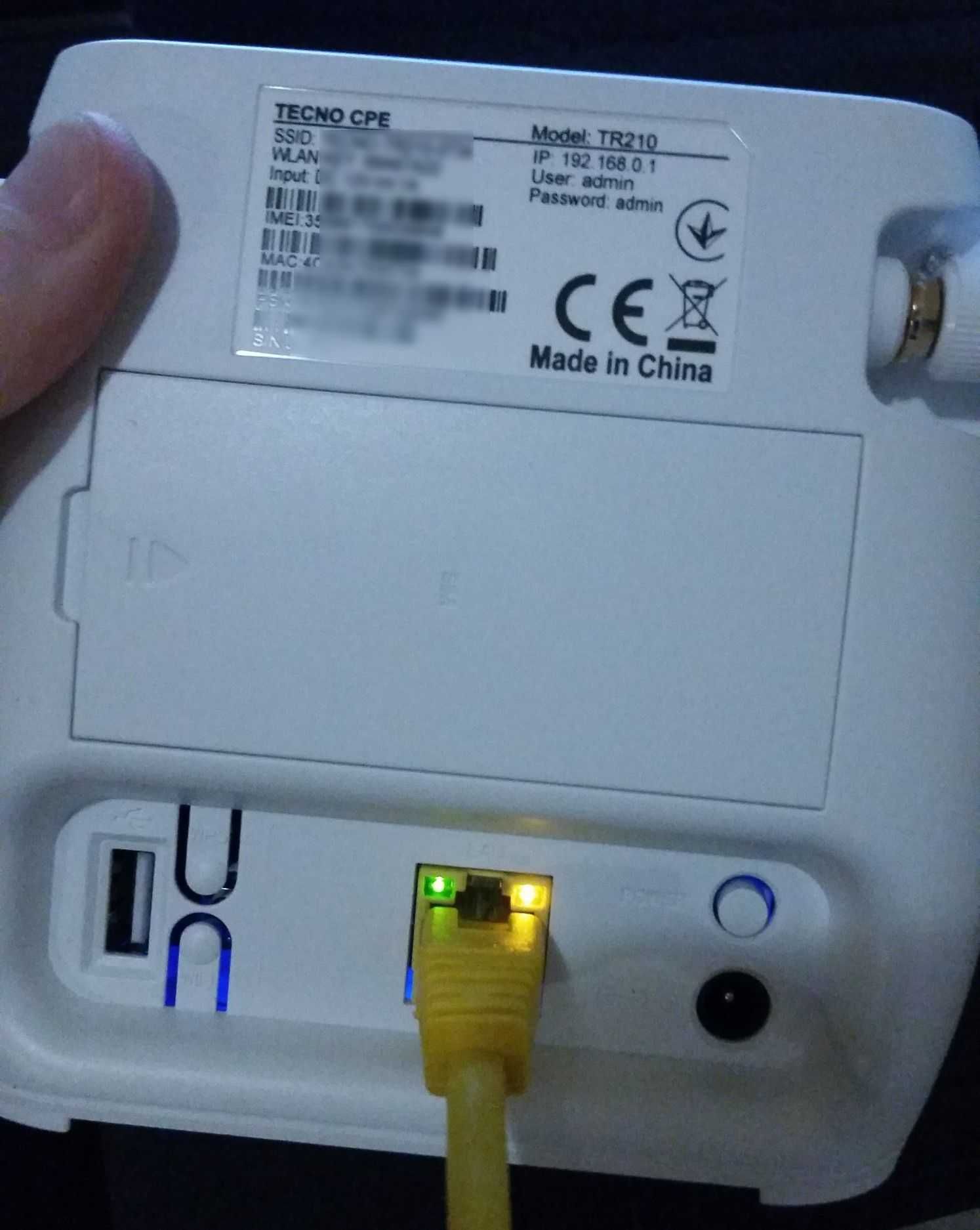 роутер 4G-LTE под сим-карту с LAN портом и аккумулятором Tecno TR210