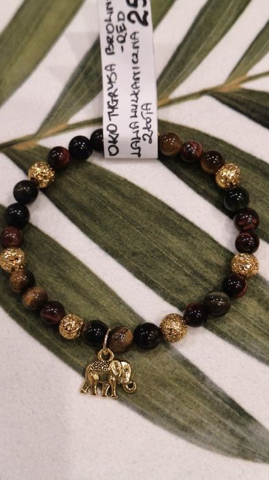 Bransoletka z naturalnych kamieni Oko Tygrysa Brown -red