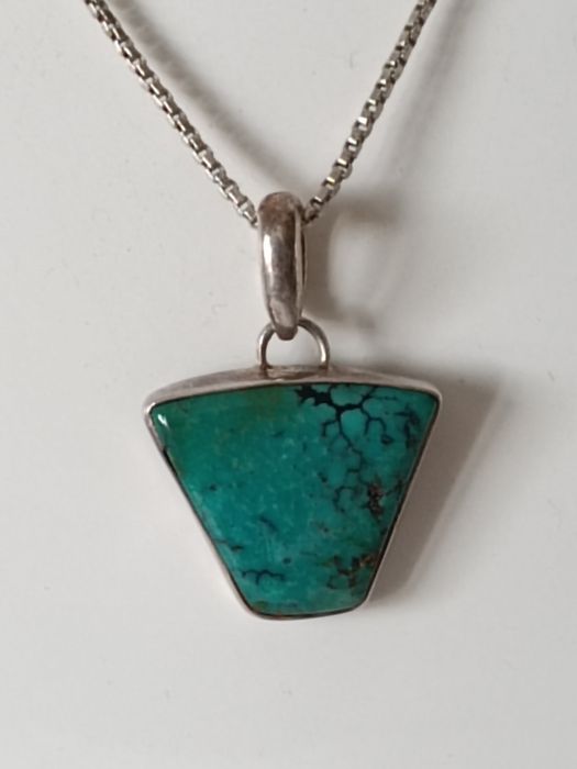 Серебро и бирюза.Винтажное ожерелье, кулон