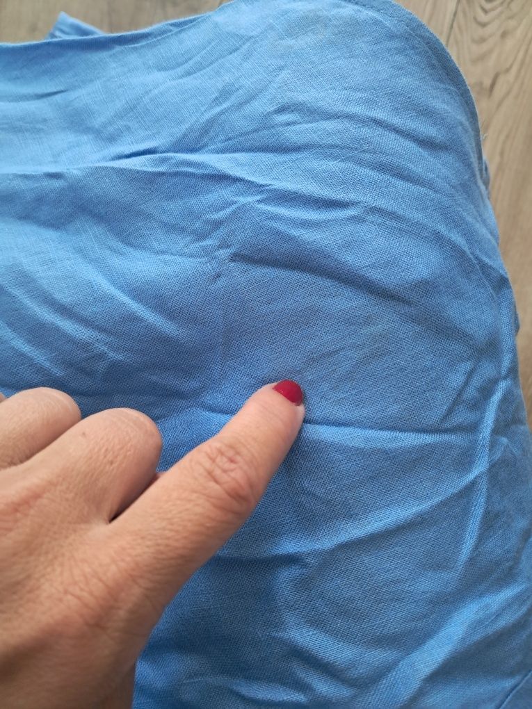 Makalu sukienka len 42 niebieska