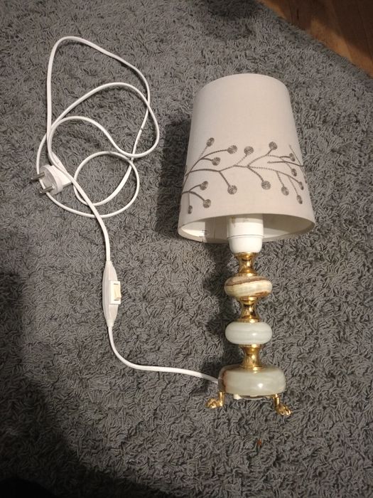 Piękna lampa onyks mosiądz metal z przełącznikiem vintage Szwecja