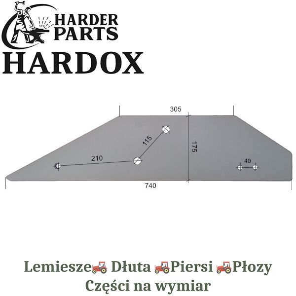Płoza długa Fraugde HARDOX 93600 części do pługa 2X lepsze niż Borowe