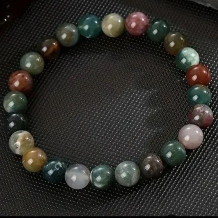 Pulseira elástica de contas de ágata indiana