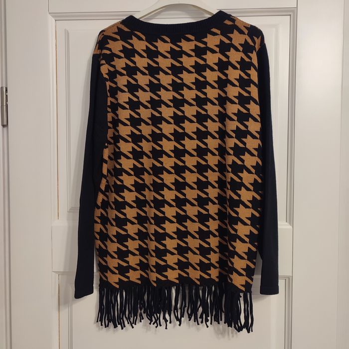 Светр кофта жіноча гусяча лапка полоска великий розмір L-XXL