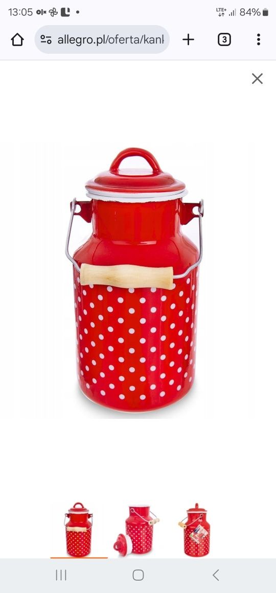 kanka pojemnik bańka na mleko emal. 2l made in ue