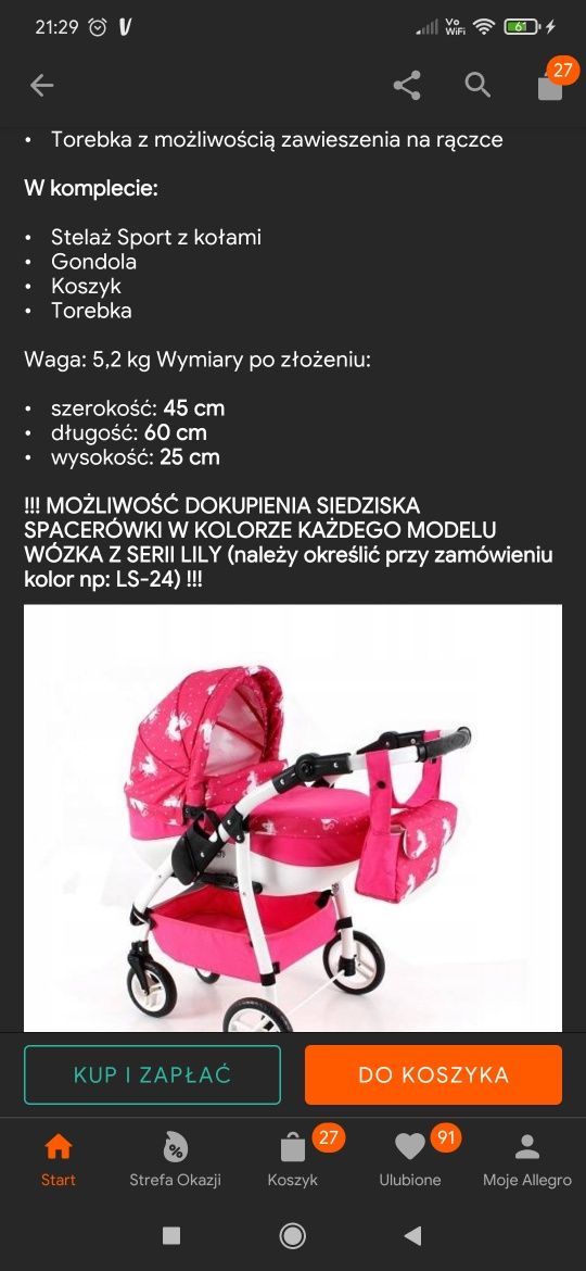 Wózek dla lalek ADBOR