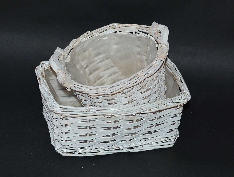 Koszyki Rattanowe Osłonki Na Doniczki 25 i 18 cm Zestaw 2 sztuk