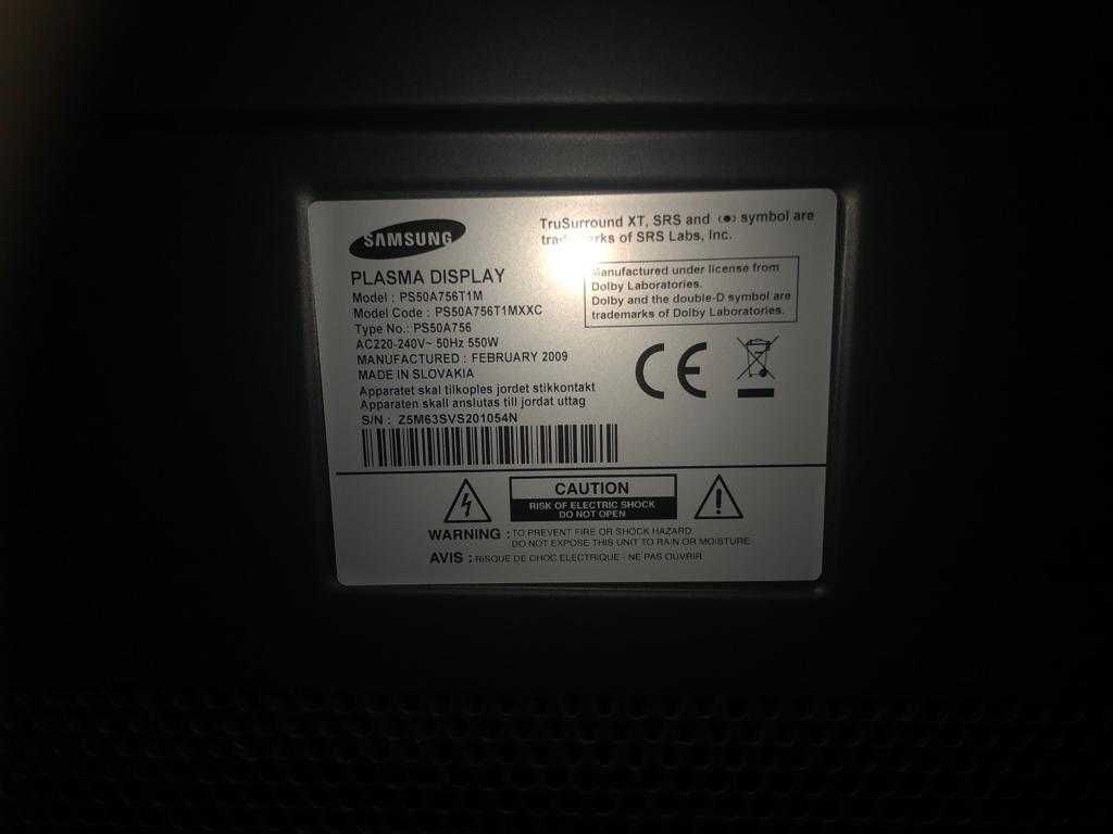 Płyta Główna Telewizor Samsung Plazma PS50A756T1MXXC