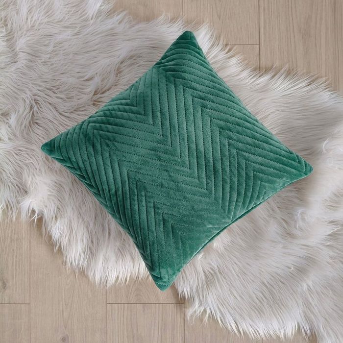 Poszewka na poduszę 45x45 Welurowa velvet pluszowa Jodełka Caden Zielo