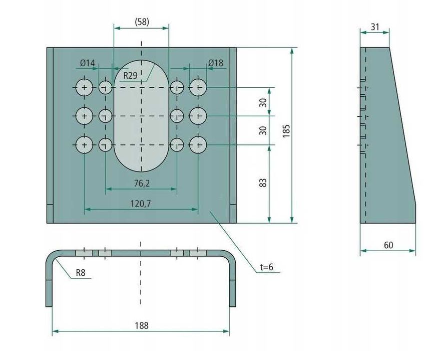 Siłownik HAMULCOWY Hydrauliczno-Pneumatyczny przyczepy T20-25 + UCHWYT