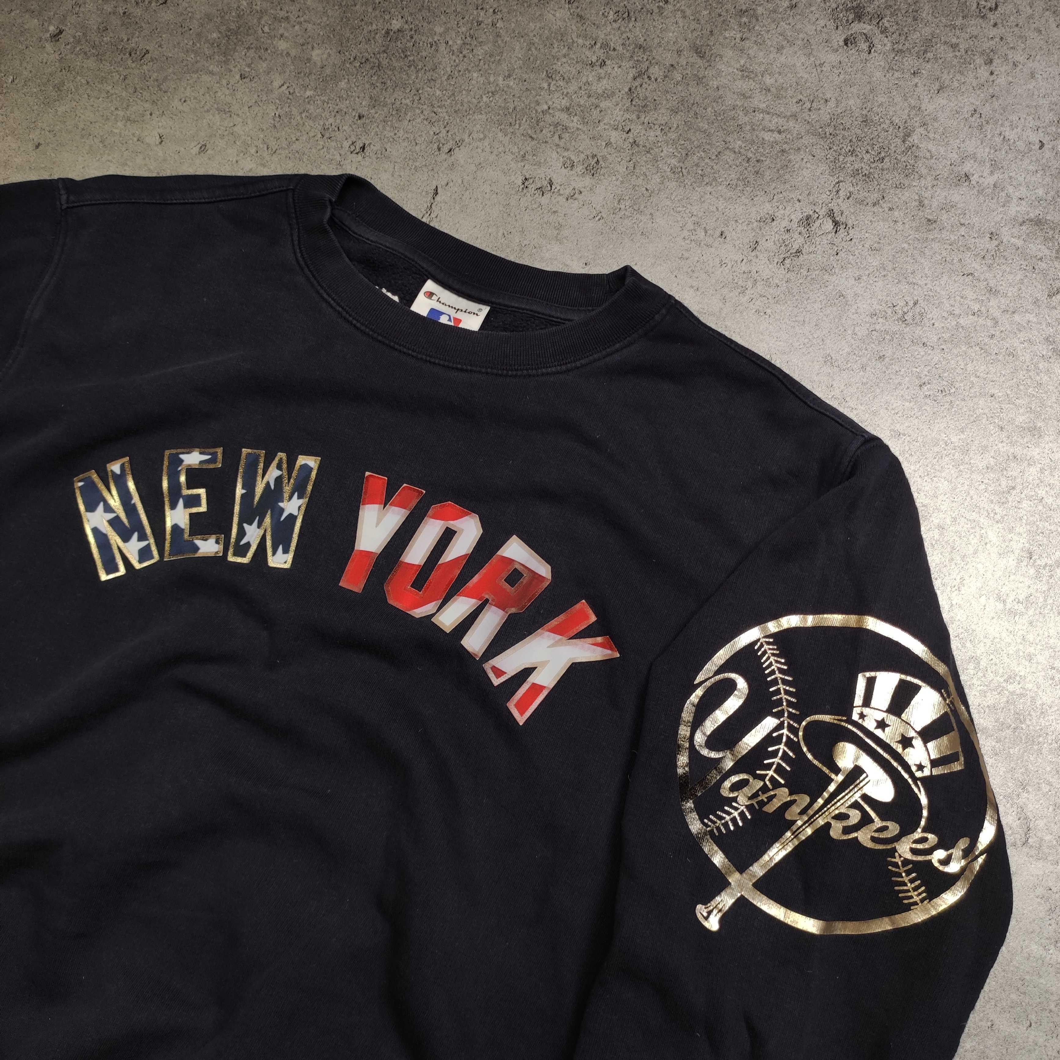 MĘSKA Bluza Granatowa bez Kaptura New York Yankees Champion MLB Logo